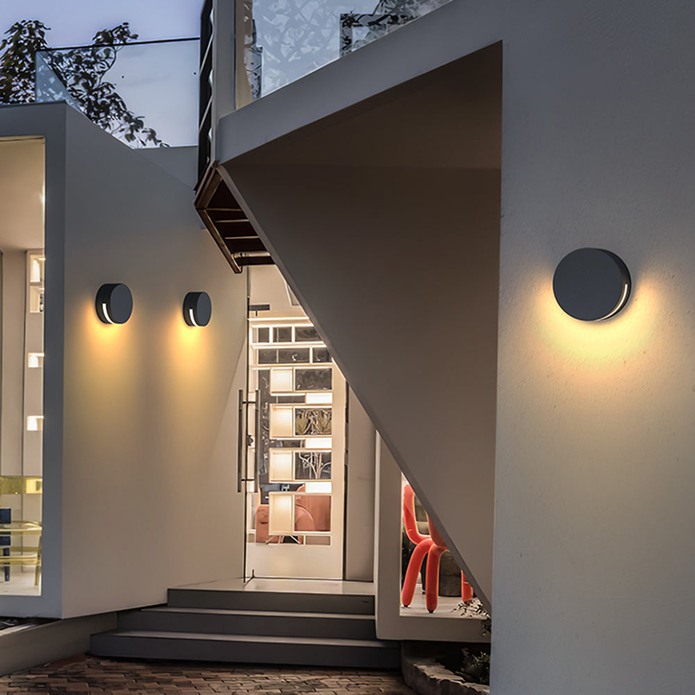Contemporary Round Glass Outdoor Wall Light - IP65 Waterproof