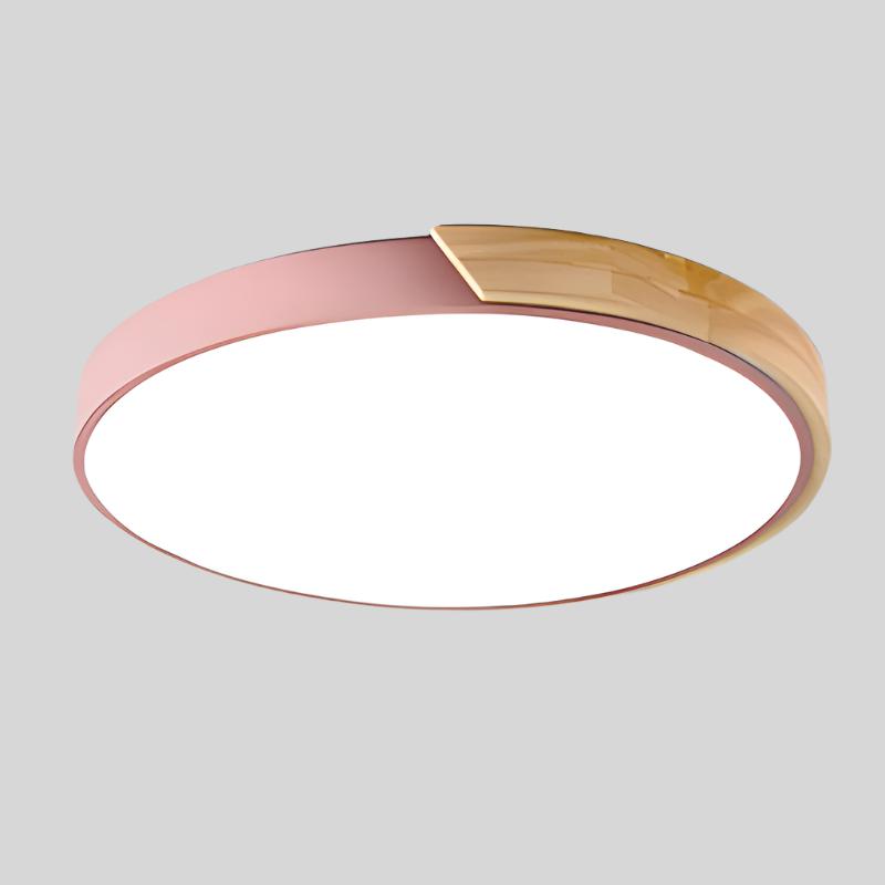 Scandinavian Wooden Round Ceiling Light with Macaroon Design