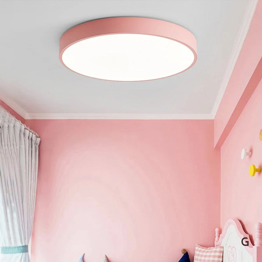 Scandinavian Wooden Round Ceiling Light with Macaroon Design