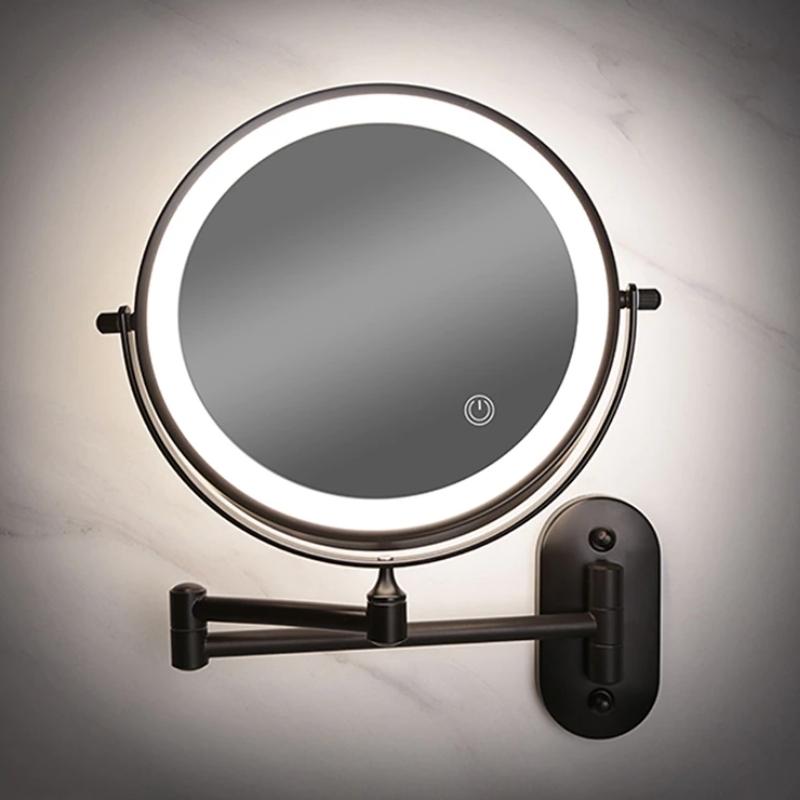 Black Rechargeable LED Magnifying Makeup and Bathroom Mirror