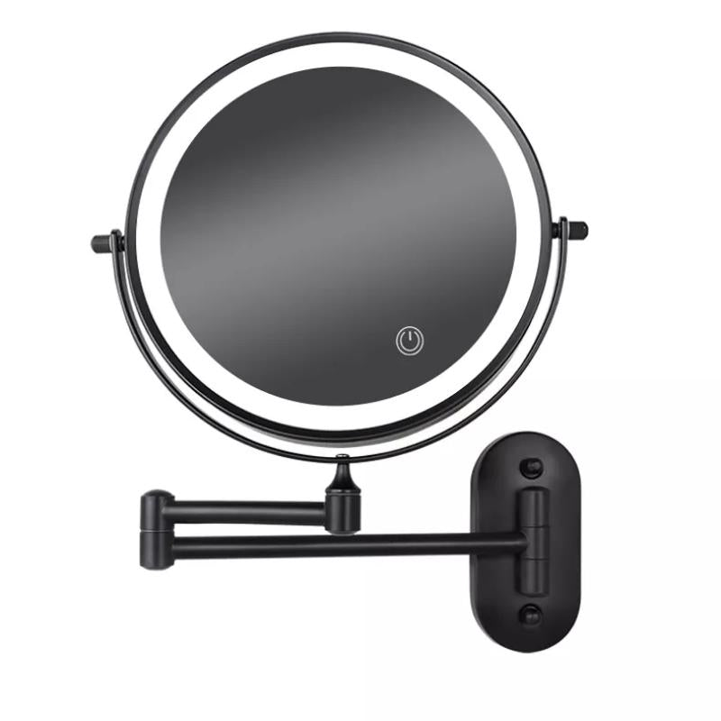 Black Rechargeable LED Magnifying Makeup and Bathroom Mirror