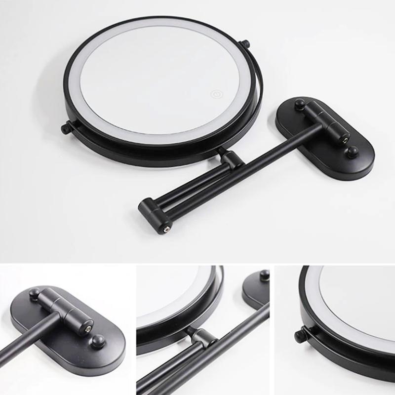 Black Rechargeable LED Magnifying Makeup and Bathroom Mirror