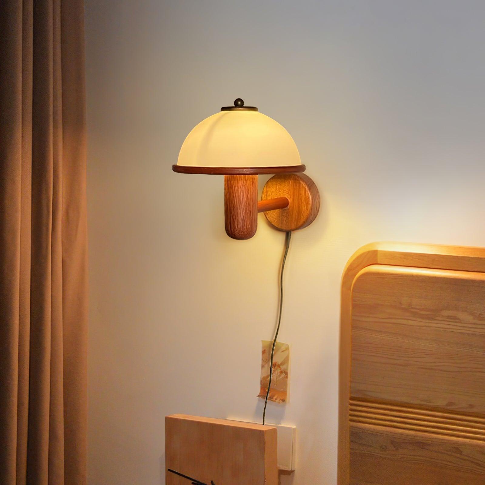 Wooden Mushroom Wall Light