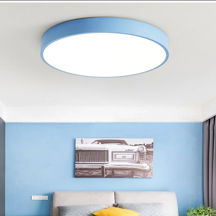 Scandinavian Wooden Round Ceiling Light with Macaroon Design